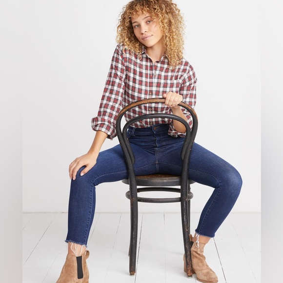 Marine layer Kendall Button Down in Red Plaid - Picture 3 of 8